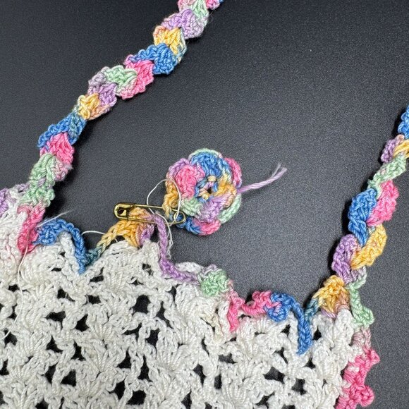 Vtg Crochet Doilies & Decor Floral Spring Basket Cottagecore Farm Table 5pc Set - Picture 6 of 16